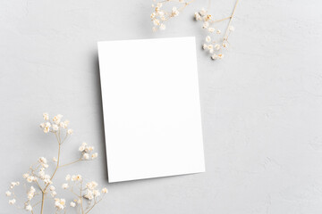 Blank invitation or greeting card mockup