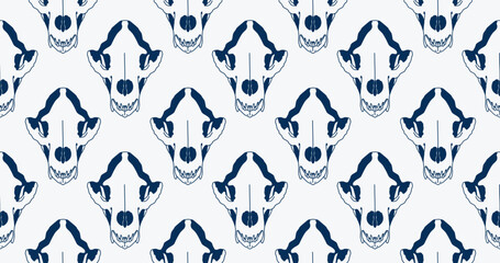 Fashion minimal illustration trippy seamless pattern goat skull retro style 