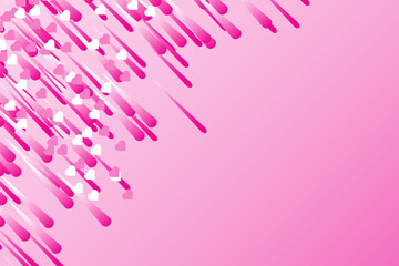 Valentine concept. Pink and white drop with pink hearts background. Retro-style wallpaper for greeting cards. Romantic abstract backdrop.
