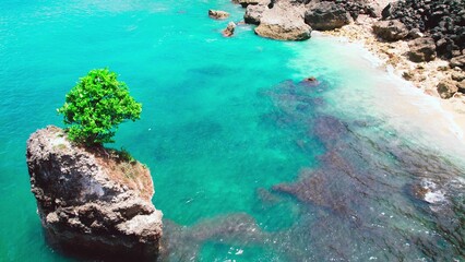  the Indian Ocean and cliffs, beautiful bay among the rocks, Bali Indonesia