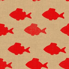seamless pattern with red fishes