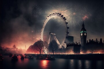 Fototapeta na wymiar Fireworks over London