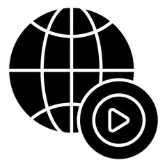 Conceptual solid design icon of global video 