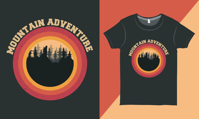 Mountain Adventure T-shirt Vector Illustration, Suitable for T-shirts and Other Uses