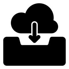 Conceptual solid design icon of cloud download