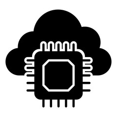 Conceptual solid design icon of cloud processor 