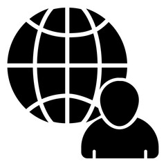 Solid design icon of global user