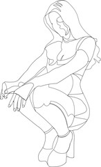 Female figure transparent silhouette with white background-