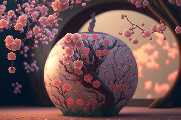 Cherry blossoms flower vase