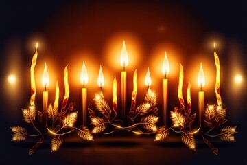 image of jewish holiday Hanukkah background with menorah (traditional candelabra) and candles