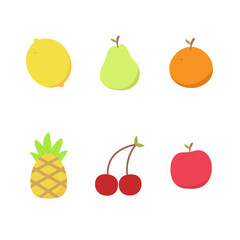 Set of fruits in the filling on white background