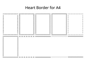 a4 sheet border line with heart and love symbol design element set for worksheet