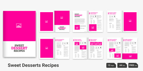 Sweet Desserts Recipes Recipe book design Cookbook Booklet Cookbook Brochure Design