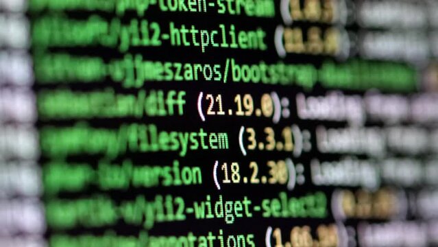 Code. Compile and download frameworks for web development and digital computing application. Developer job, deploy start a project from the terminal CLI. Web app development, string closeup on screen