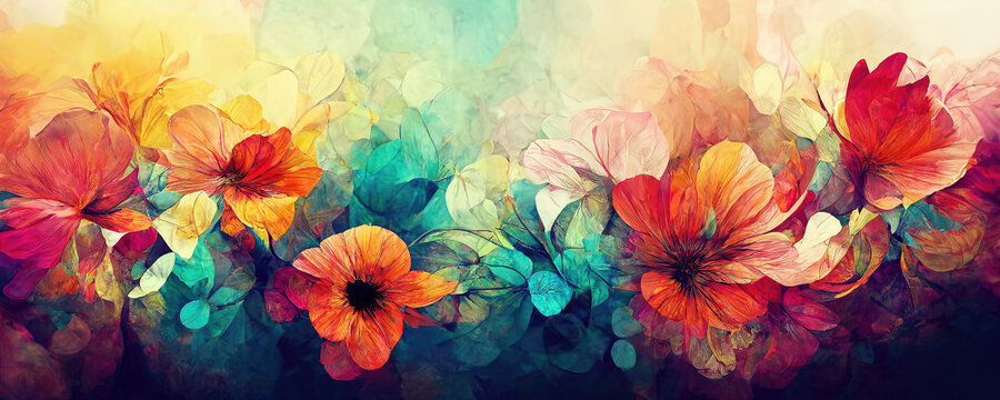 Beautiful abstract colorful flower design (Generative AI)