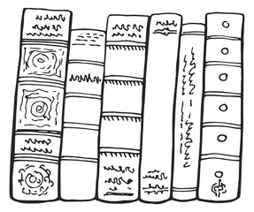 Standing books sketch. Hand drawn library icon