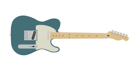 Green mint blue color concept exotic telecaster guitar isolated on white transparent screen background (PNG) - obrazy, fototapety, plakaty