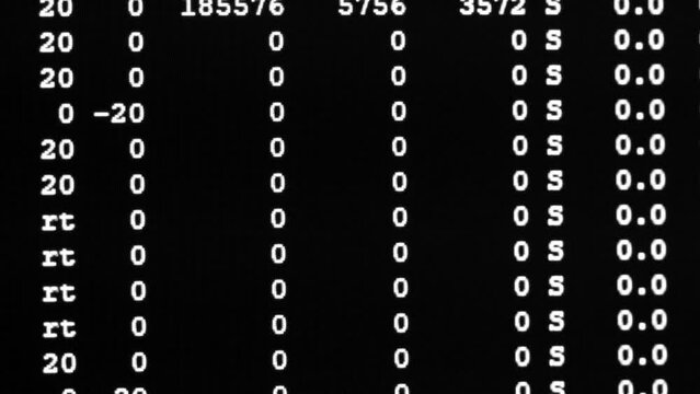 Code. Server logs on a monitor scroll by showing information related to scanning and network activity. File check and security. Concept background for video about technology and digital transformation