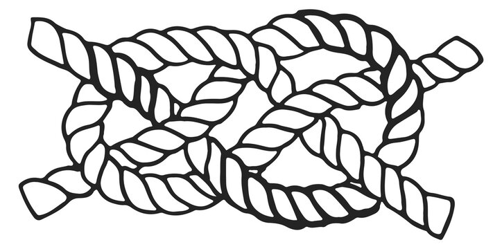 Marine knot sketch. Sailing rope loop icon