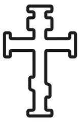 Crucifix icon. Orthodox christian cross line silhouette