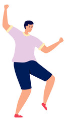 Dancing man. Hapiness symbol. Jumping young person