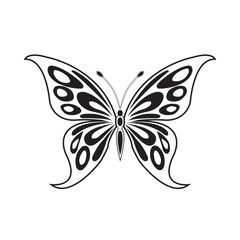 Fototapeta na wymiar Black and white Butterfly clipart on our sponsor's site and use for tshart, app, website, branding etc.