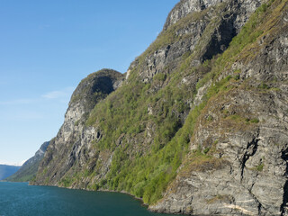 Fototapeta na wymiar Flam am Aurlandsfjord in Norwegen