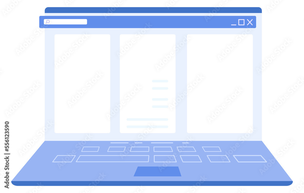 Wall mural laptop screen with blank window frame. computer app template