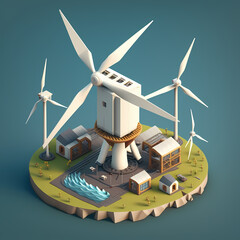 Wind Energy Farm Isometric Art