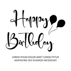 happy birthday card and banner and template design vector black and white color  