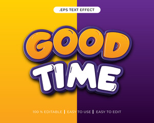 Good Time 3d editable text effect with yellow and purple background	