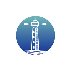 Lighthouse icon logo and vector illustration beacon tower design