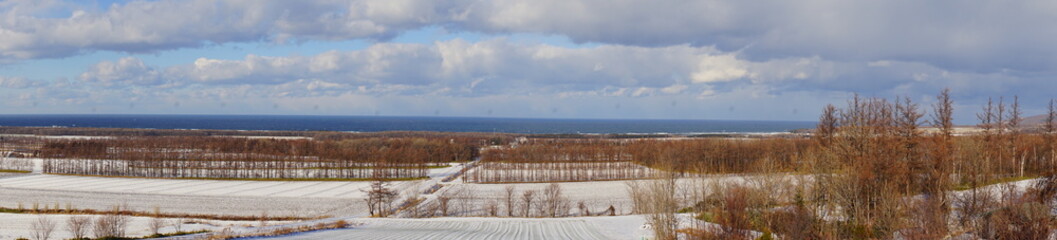 Winter Landscape Snow covered Hill in Shari, Hokkaido, Japan - 日本 北海道 斜里郡 冬の大地 雪に覆われた田園風景