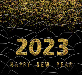 2023 celebrate a holiday happy year new holidays enjoy a sparkle shine and firework  exploding greeting element . 