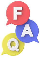 FAQ. Frequently Asked Questions. 3D illustration.