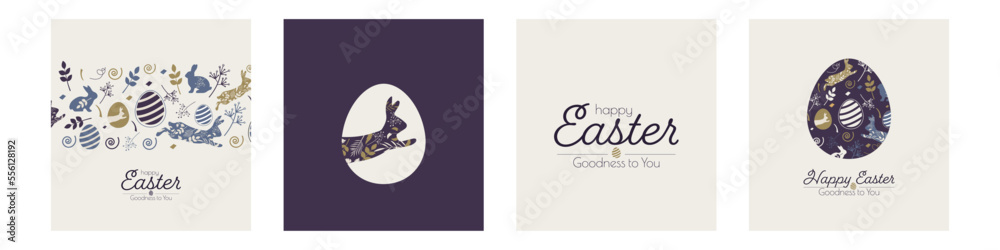 Canvas Prints happy easter card set. modern minimal design. flat vector illustration.