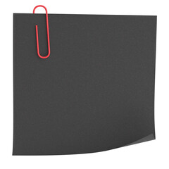 Note paper with paper clip. 3D illustration.