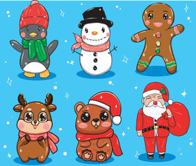 Christmas hand drawn set of various shapes, can be used for ornament and decoration