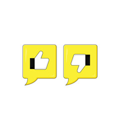 Like and unlike symbol with message bubble vector graphics