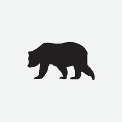Minimal bear icon, shadow, bear simble design, bear shadow or logo