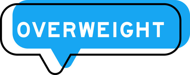 Speech banner and blue shade with word overweight on white background
