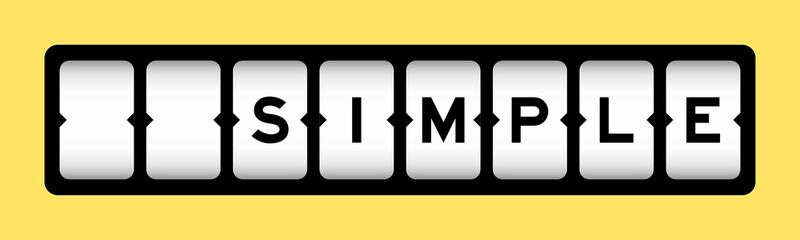 Black color in word simple on slot banner with yellow color background
