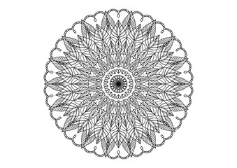 Flower mandala picture, white background. ethnic decorative elements