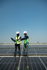 Engineer in charge of solar panel installation The installation of solar energy