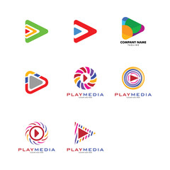 Set of Play Media Icon Vector Logo Template Illustration Design