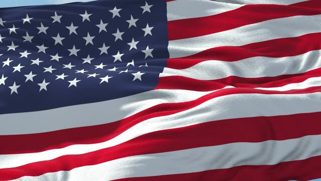 USA - United States National Flag - Independence day, American Flag Waving in Loop and Textured 3d Rendered Background - United States of America, USA, The US, The USA Flag - Stok video	