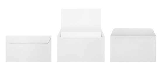 Set of white envelopes, isolated on white background