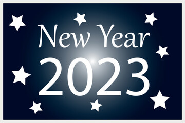 A simple card with stars and the inscription NEW YEAR 2023