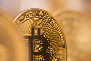 close up of bitcoin, crypto coin