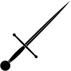 Single black dagger flat vector illustration